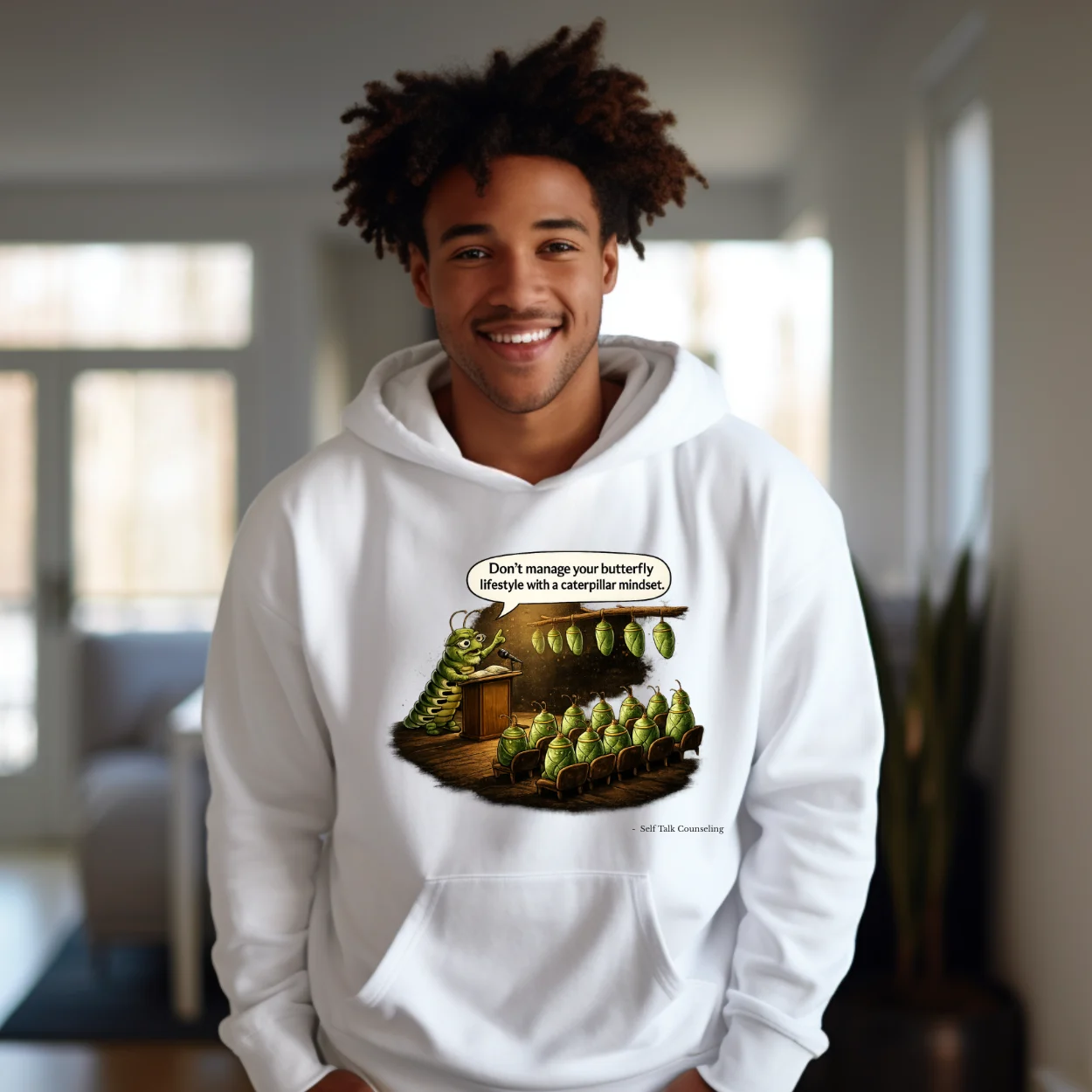 Caterpillar on white Hoodie